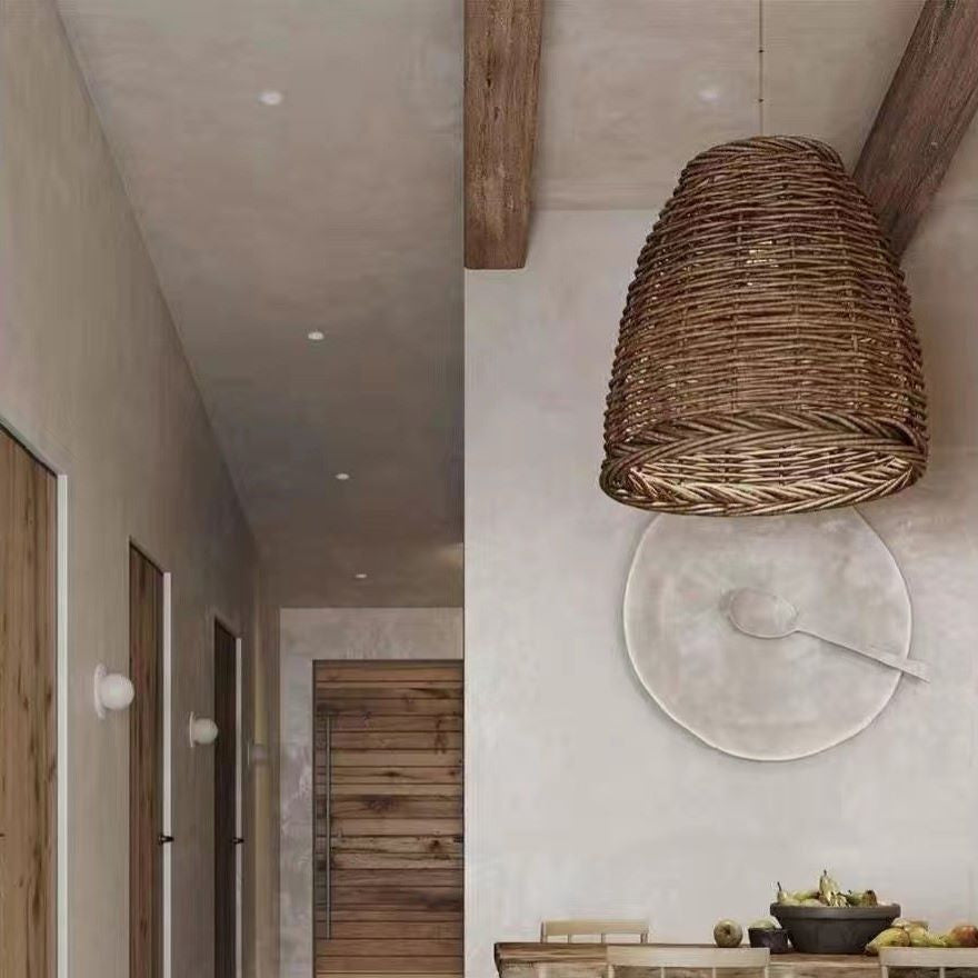 Ririxor Suspension LED Vintage Rotin Salon/Chambre à Coucher-Luire