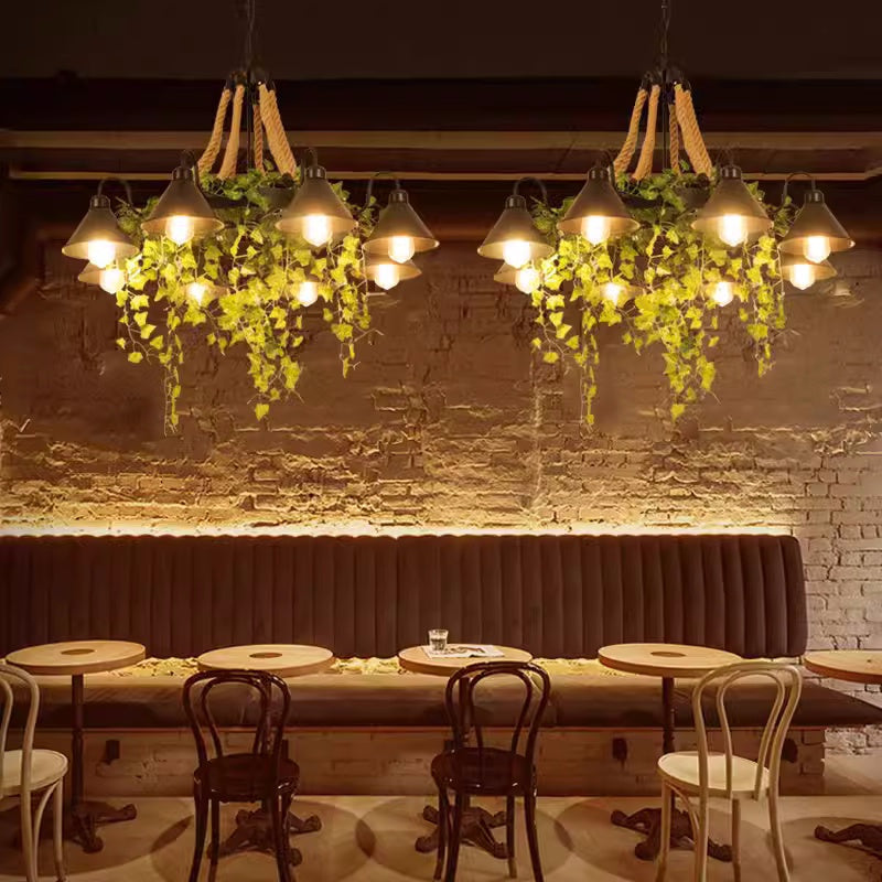 Erixor Rétro LED Lustre Noir Métal Corde Salle À Manger/Bar/Salon-Luire