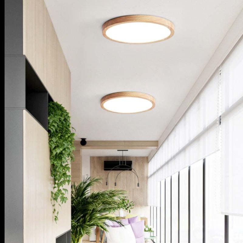Velor Plafonnier Rond Moderne. Bois Salon-Luire