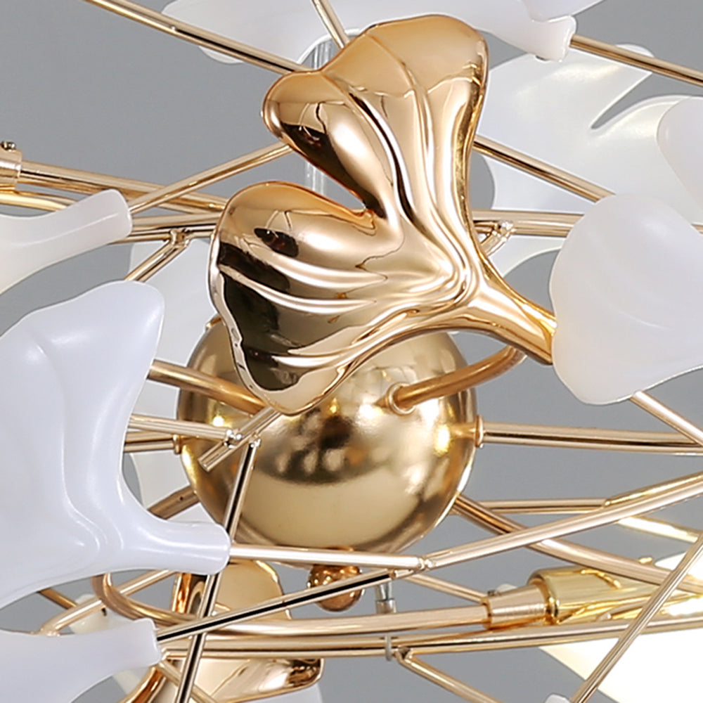 Tirex Suspension Feuille/Multi Moderne Métal/Céramique Doré/Blanc Salon-Luire