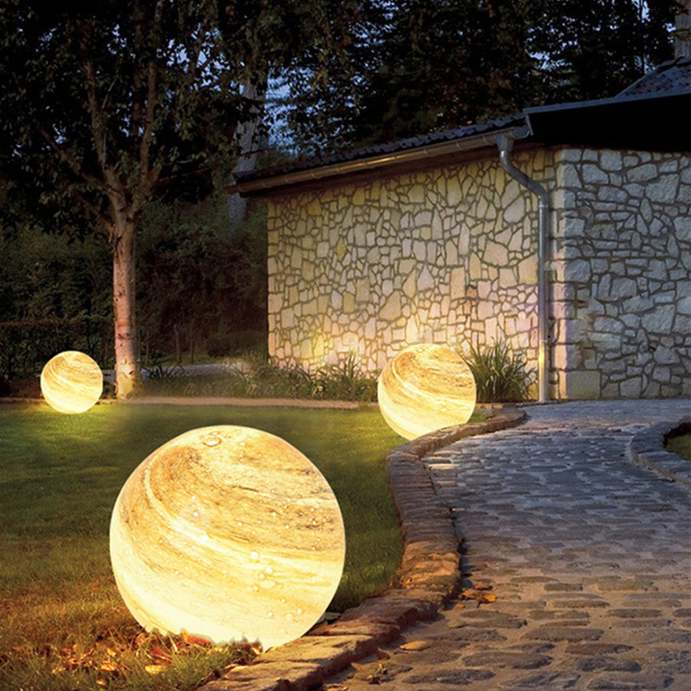 Korel Lampadaire Boule Moderne Bleu/Curry de Lait Jardin-Luire