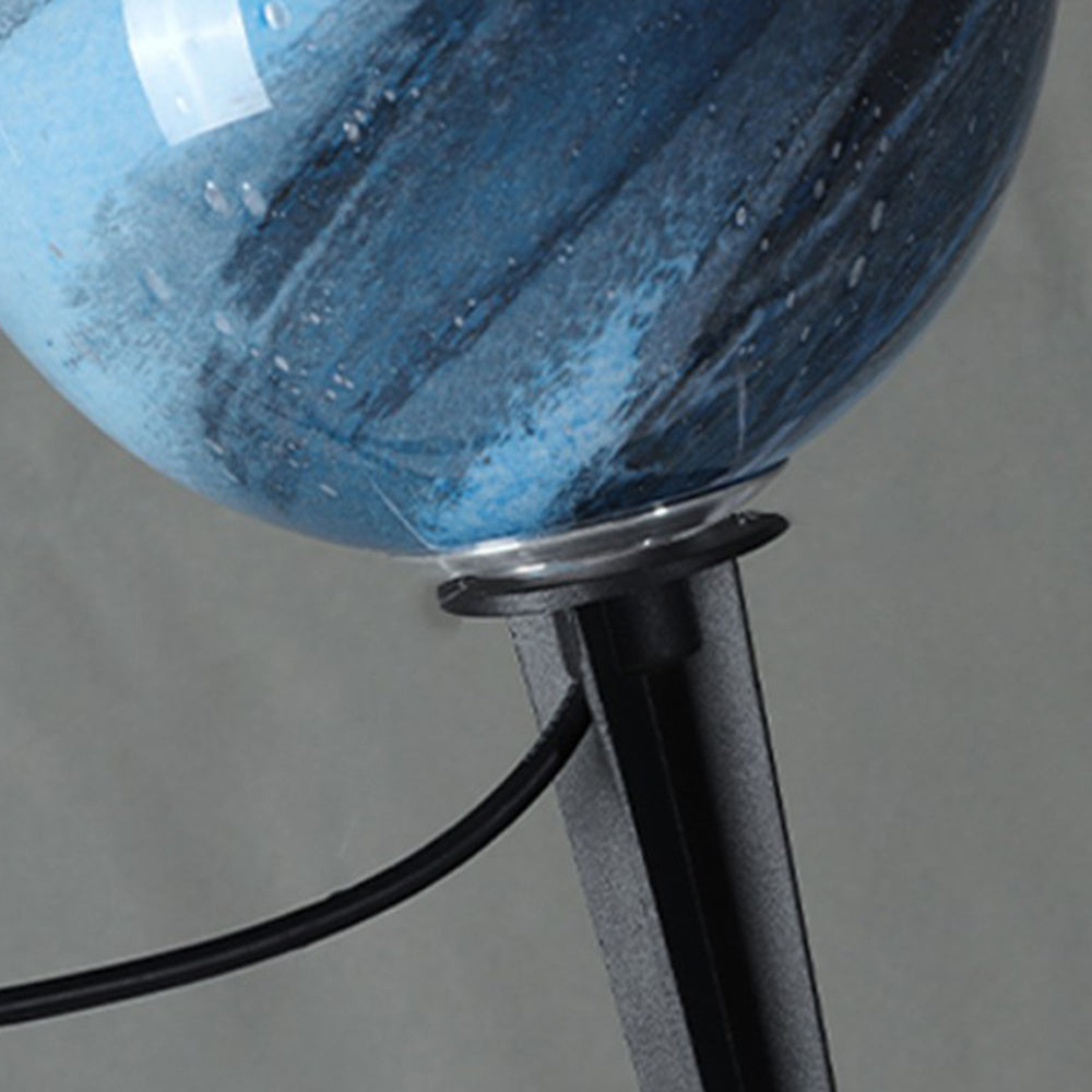 Korel Lampadaire Boule Moderne Bleu/Curry de Lait Jardin-Luire