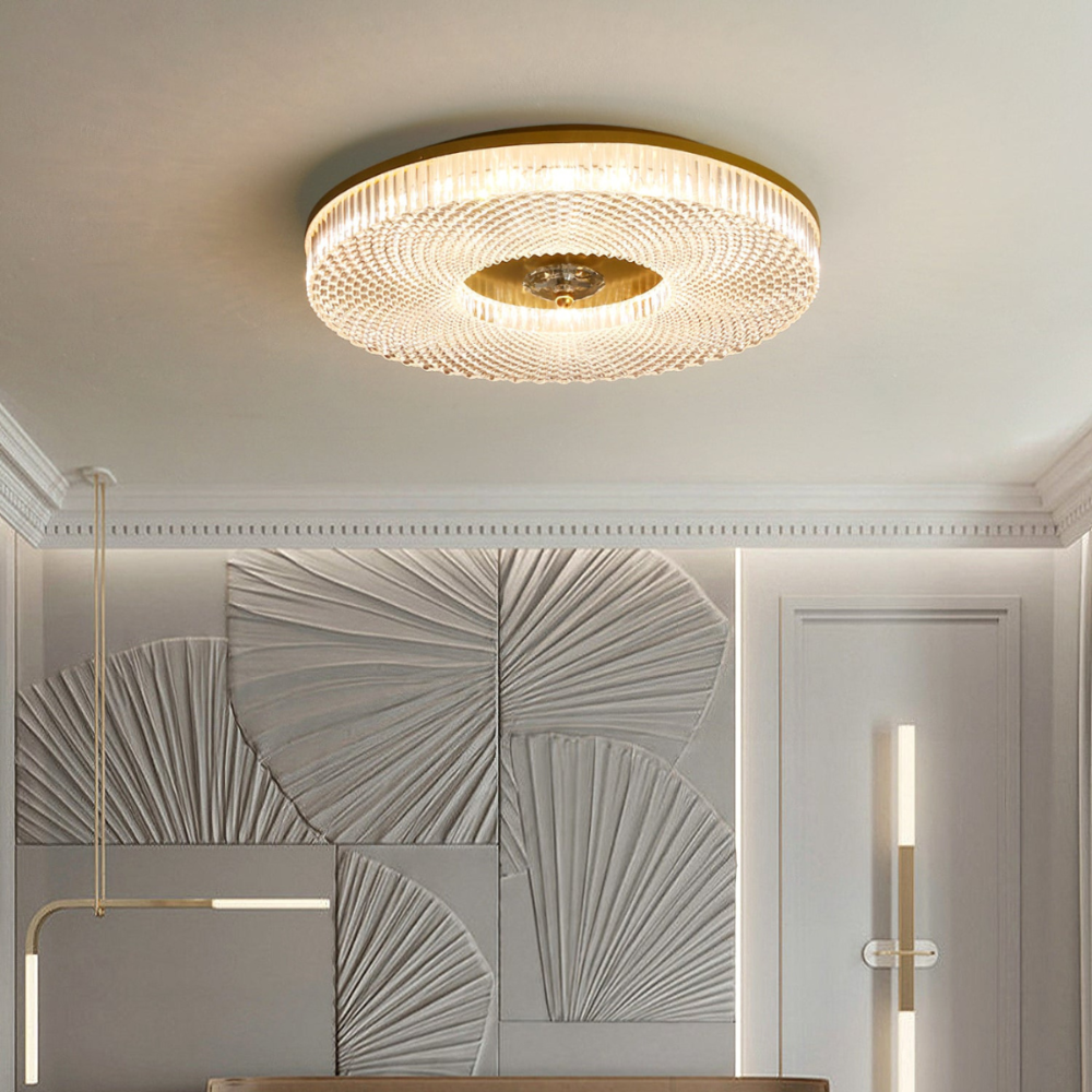 Kivin Plafonnier Moderne Rond LED Blanc/Doré/Noir Chambre à Coucher-Luire