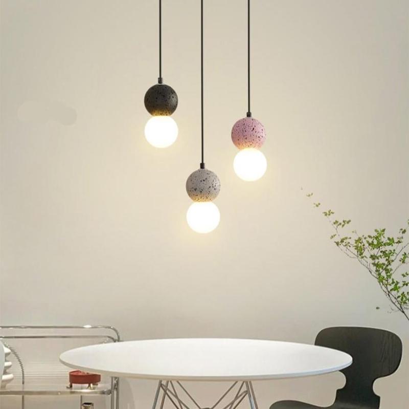 Luoxa Luminaires Suspensions Globe Moderne Pierre/Verre Rose/Gris/Noir/Blanc Salon-Luire