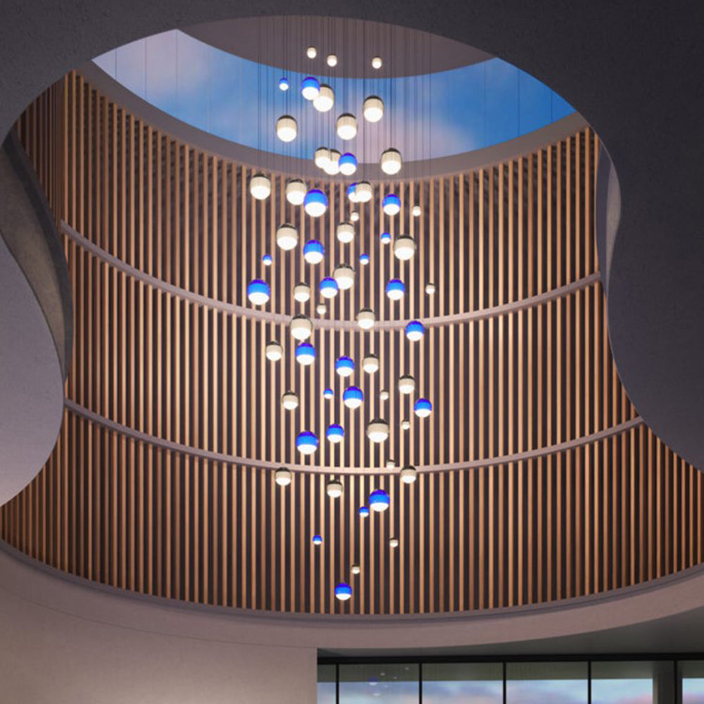 Vioxa Suspension Bulle Moderne Verre. Noir/Gris/Bleu/Rose. Salon-Luire