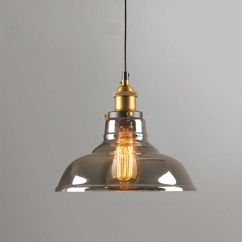 Siroven suspension Industriel en Verre. Clair/Ambre/Gris Fumé-Luire