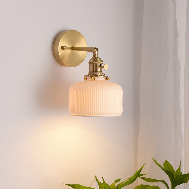 Dominex Applique Murale Géométrique Vintage. Métal/Céramique. Blanc. Chambre-Luire