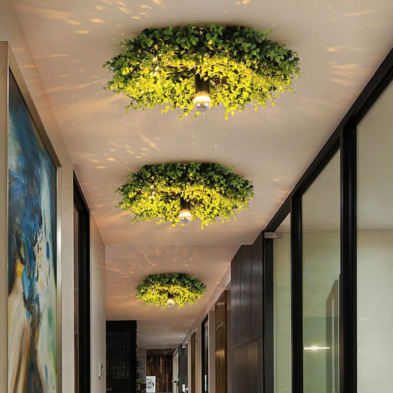 Torel Plafonnier Touffe d'Herbe Vintage. Herbe Artificiel. Vert. Salon-Luire