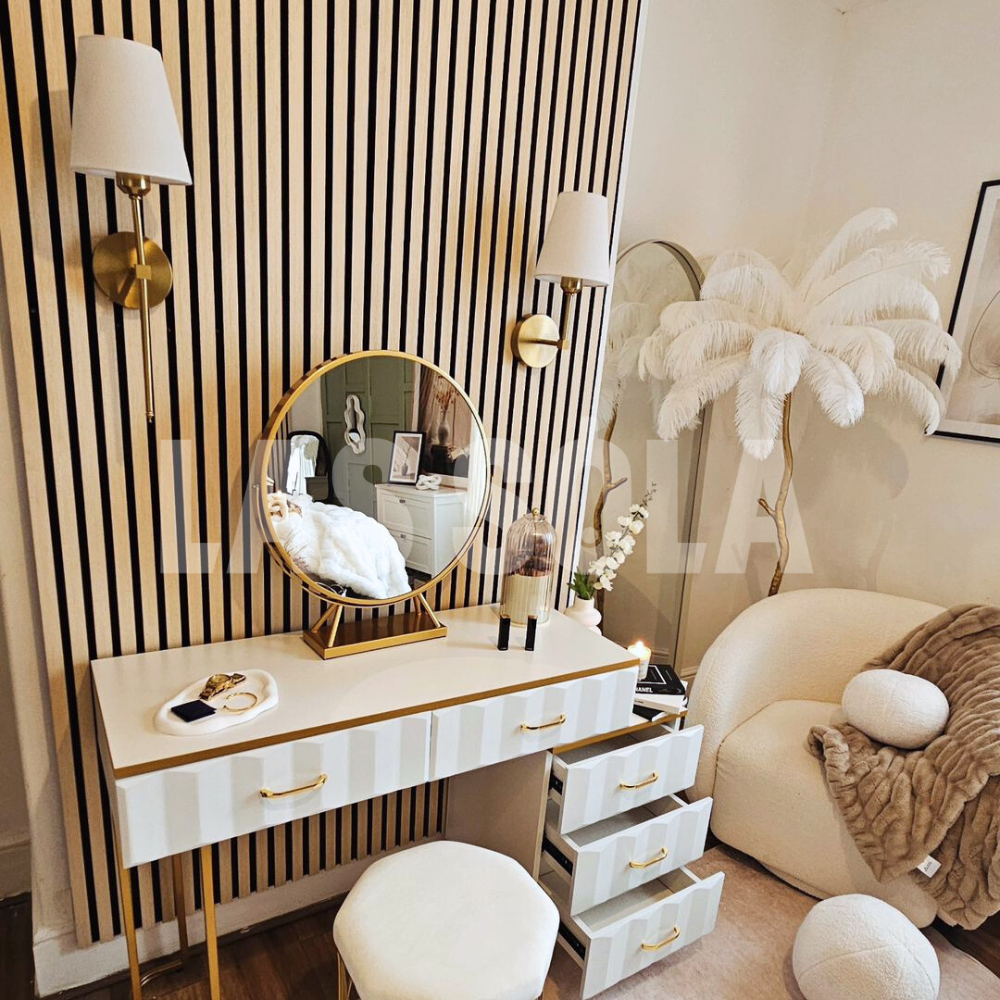 Lampadaire Fleur Luxe Plume/Métal Coloré Salon-Luire