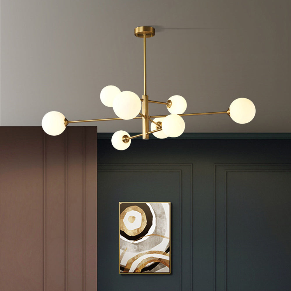 Teoxa Lustre Bulle Moderne. Cuivre/Verre. Noir/Cuivre. Salon-Luire