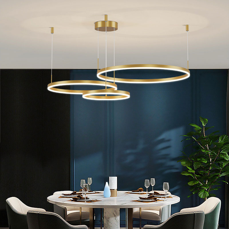Zorin Suspension Anneau Moderne Métal Noir/Doré/Café Salon-Luire