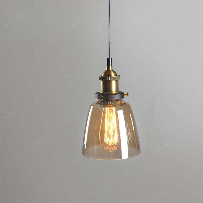 Siroven suspension Industriel en Verre. Clair/Ambre/Gris Fumé-Luire