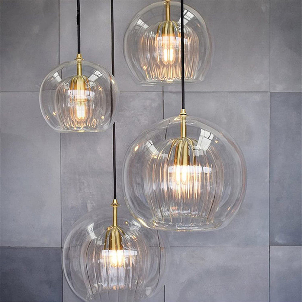Eronix Suspension Bulle Nordique Verre Transparent/Doré Salon/Chambre-Luire