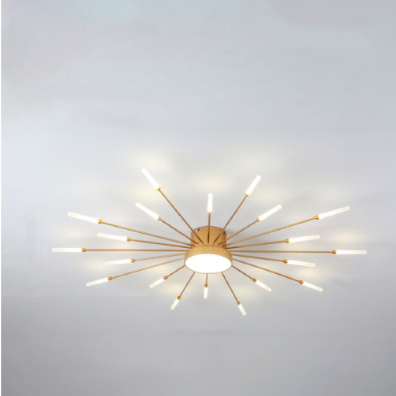 Riroven Plafonnier Feu d'Artifice Linéaire Moderne Noir/Doré-Luire