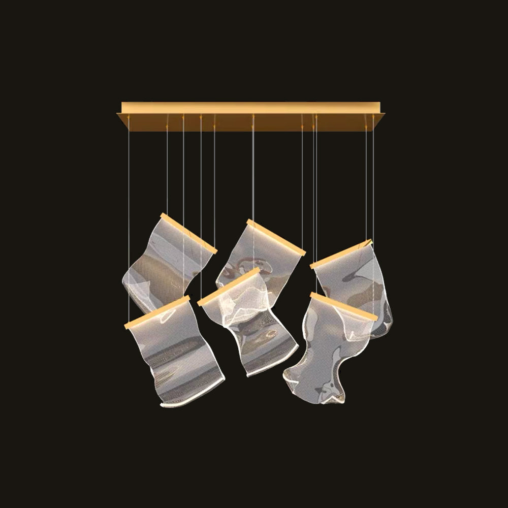 Kristy Suspension Carrée Contemporaine Métal/Acrylique Doré Salon/Escalier-Luire