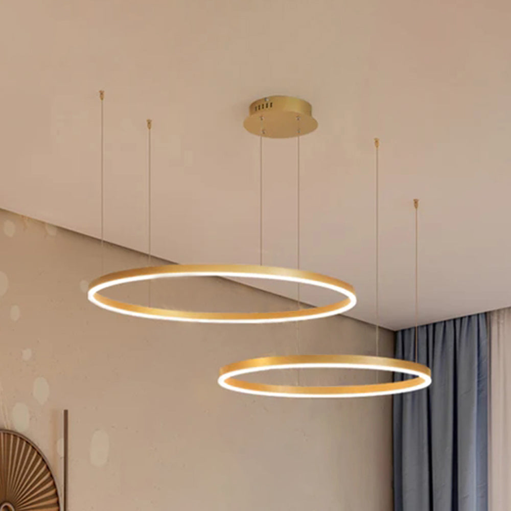 Zorin Suspension Anneau Moderne Métal Noir/Doré/Café Salon-Luire