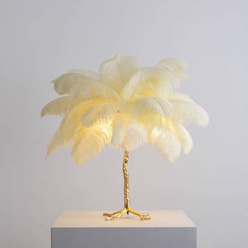 Lampadaire Fleur Luxe Plume/Métal Coloré Salon-Luire