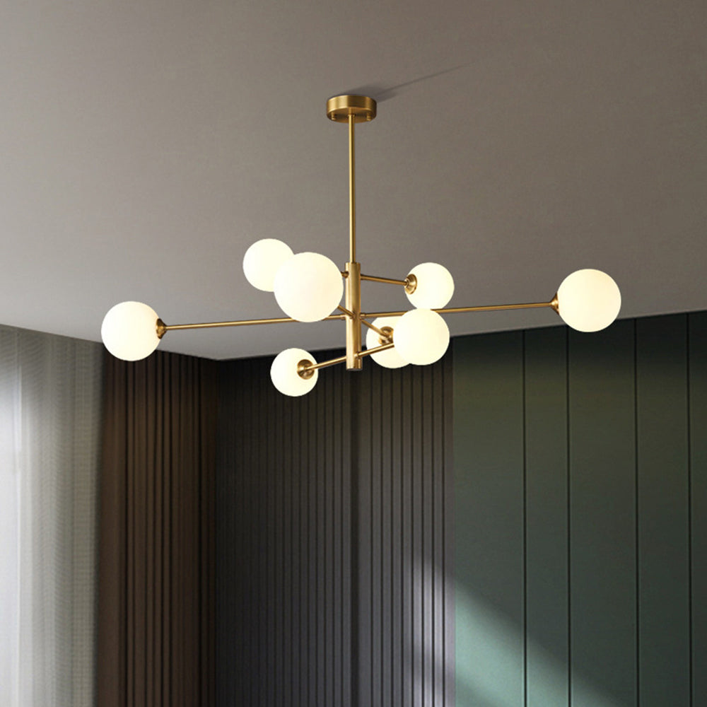 Teoxa Lustre Bulle Moderne. Cuivre/Verre. Noir/Cuivre. Salon-Luire