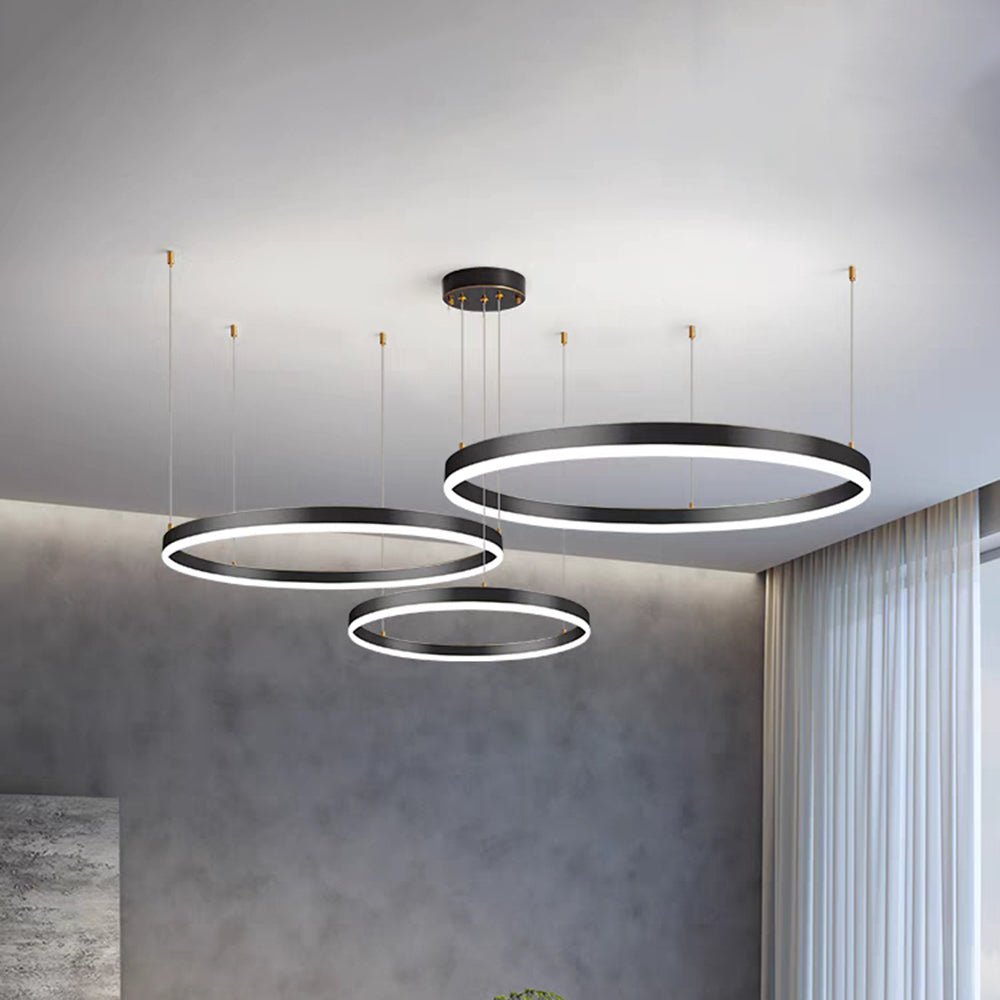 Zorin Suspension Anneau Moderne Métal Noir/Doré/Café Salon-Luire