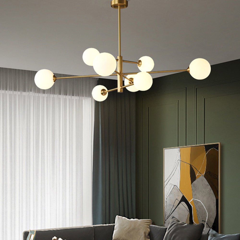 Teoxa Lustre Bulle Moderne. Cuivre/Verre. Noir/Cuivre. Salon-Luire