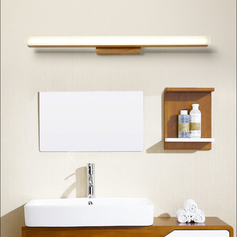 Kevenel Applique Murale Miroir Linéaire Minimaliste. Bois. Noyer. Salon-Luire