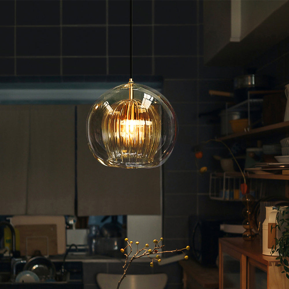 Eronix Suspension Bulle Nordique Verre Transparent/Doré Salon/Chambre-Luire