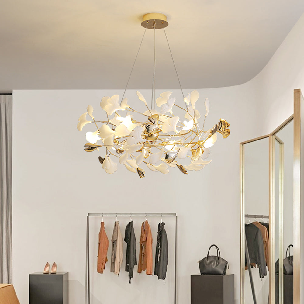 Tirex Suspension Feuille/Multi Moderne Métal/Céramique Doré/Blanc Salon-Luire