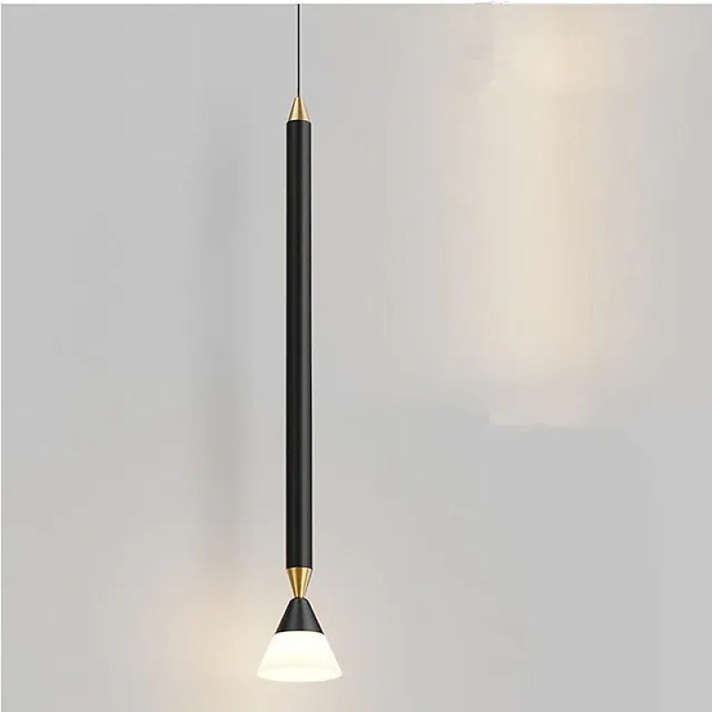 Diroven Suspension Cylindre Simple. Métal/Verre. Noir/Doré. Salon-Luire