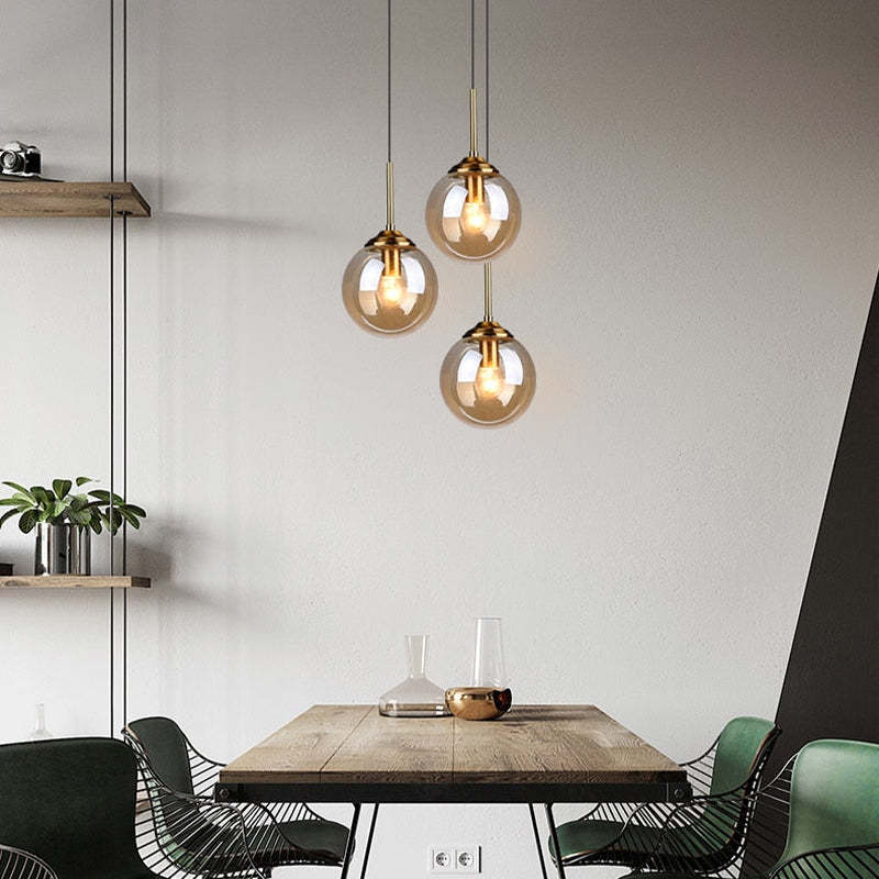 Mavar Luminaires Suspension Verre Transparent Ambre-Luire