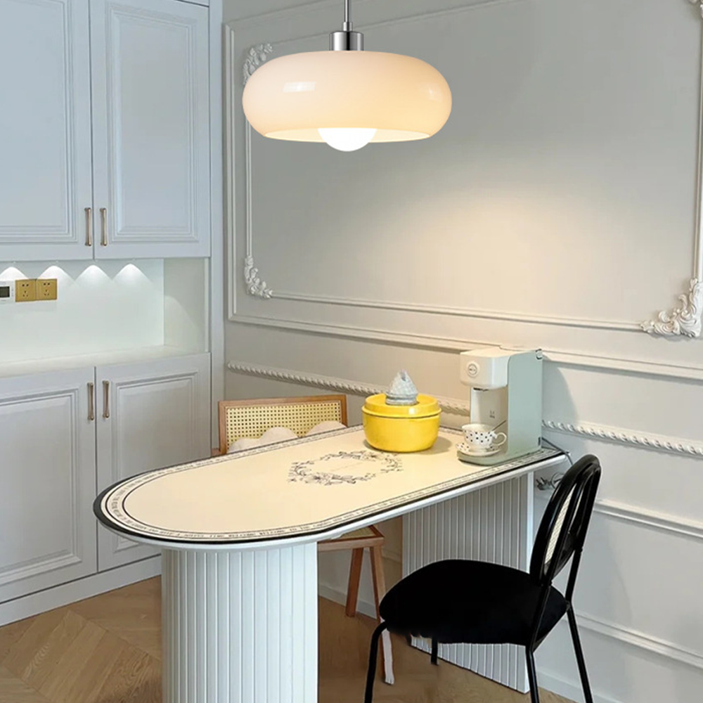 Vorenix Suspension Dôme Moderne Verre. Blanc/Orange. Salle de Bain-Luire