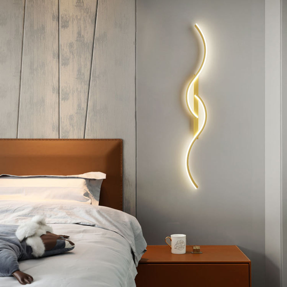 Rorel Applique Murale Vague Design Moderne Noir/Or Salon-Luire