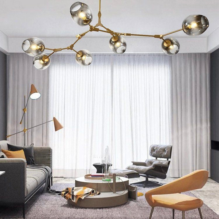 Rurex Suspension Nordique. Verre. Noir/Or. Salon-Luire
