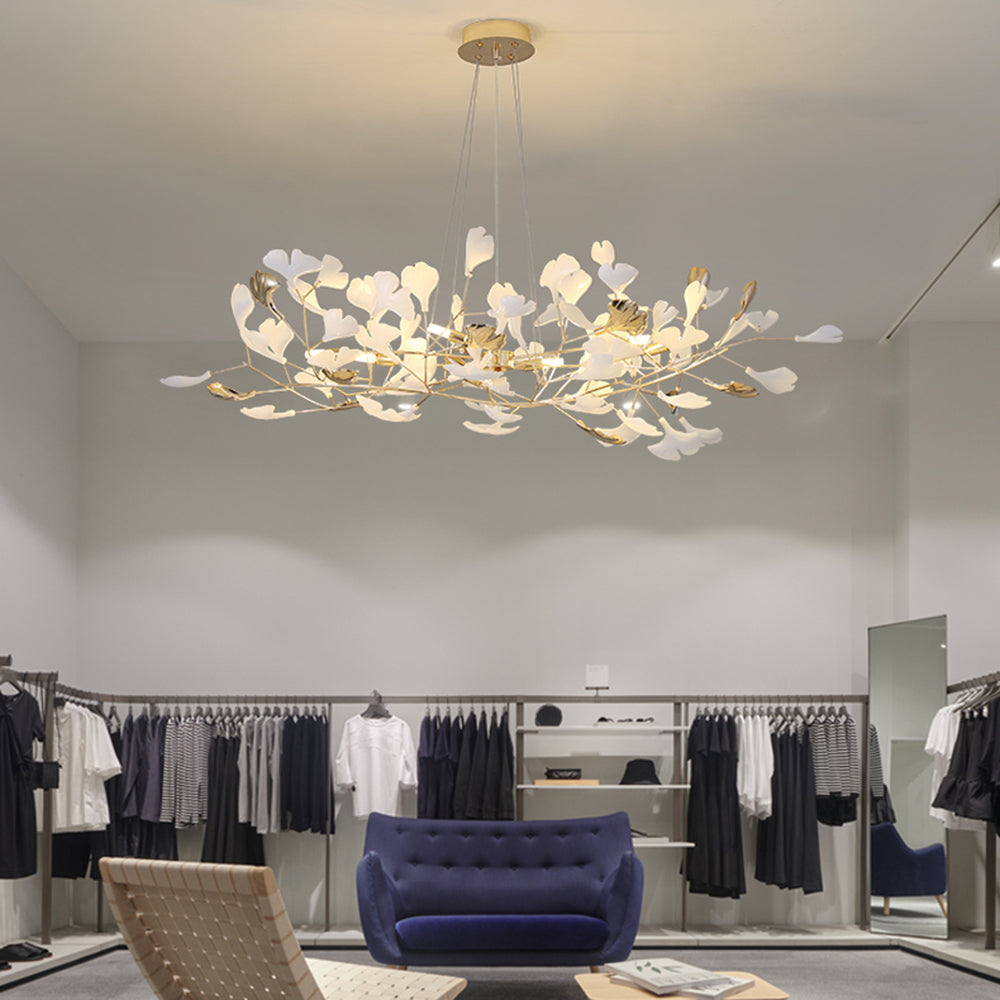 Tirex Suspension Feuille/Multi Moderne Métal/Céramique Doré/Blanc Salon-Luire