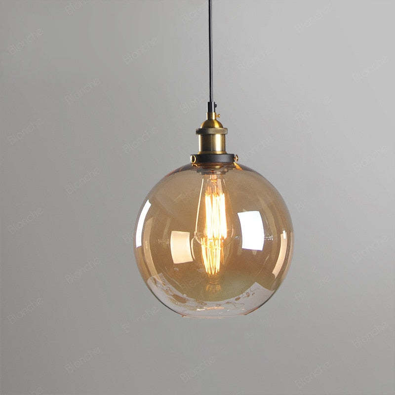 Siroven suspension Industriel en Verre. Clair/Ambre/Gris Fumé-Luire