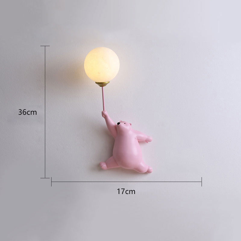 Evenel Bear Balloon Applique Murale Ours Ballon Moderne Animale. Blanc/Bleu/Rose. Salon-Luire