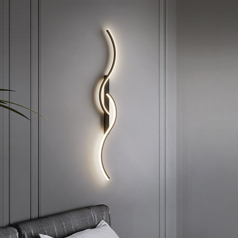 Rorel Applique Murale Vague Design Moderne Noir/Or Salon-Luire