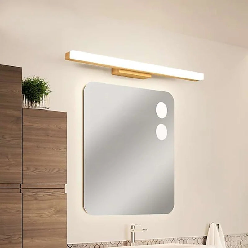 Kevenel Applique Murale Miroir Linéaire Minimaliste. Bois. Noyer. Salon-Luire