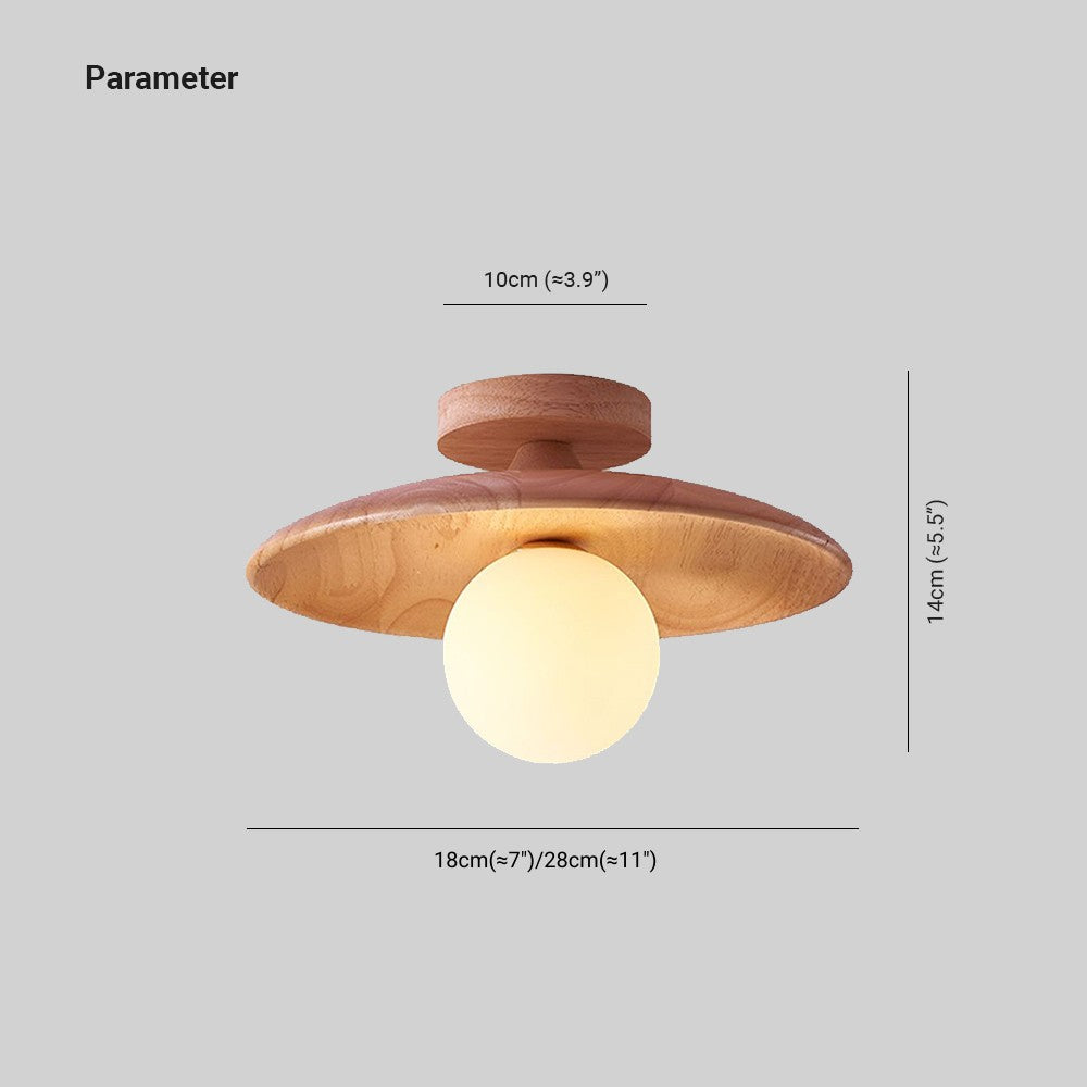 Estel Plafonnier Bol Moderne. Bois/Verre. Bois/Noyer. Salon-Luire