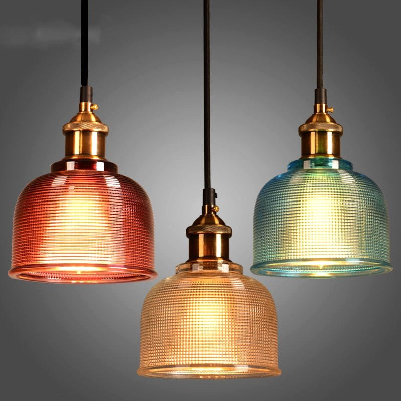 Sostel Vintage Luminaires Suspension. Bleu/Rouge/Transparent/Ambre-Luire