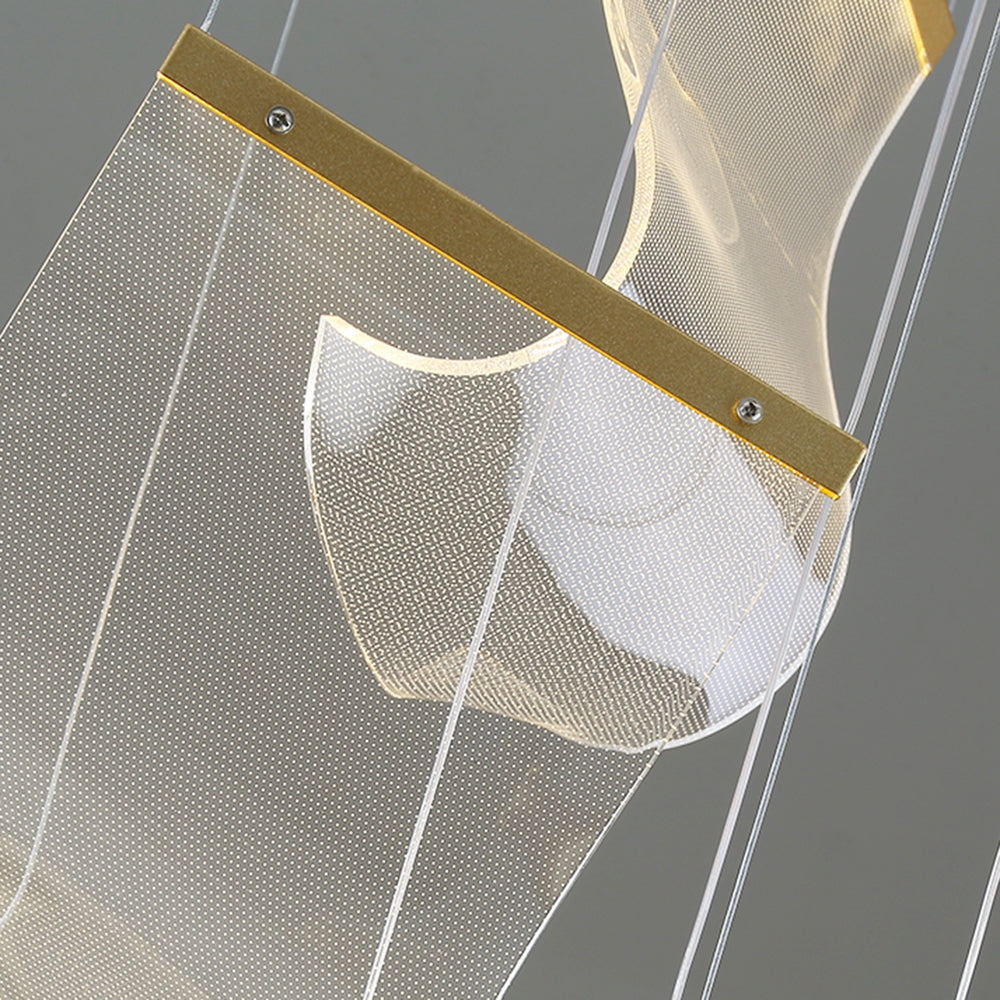 Kristy Suspension Carrée Contemporaine Métal/Acrylique Doré Salon/Escalier-Luire