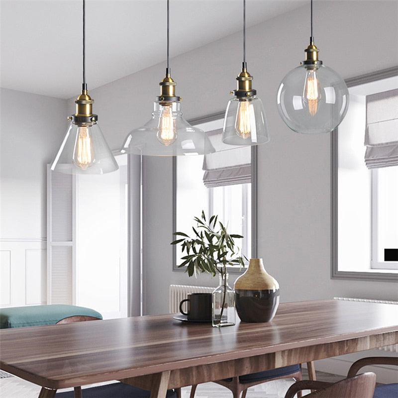 Siroven suspension Industriel en Verre. Clair/Ambre/Gris Fumé-Luire