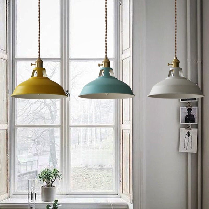 Naren Lampe Suspension Luminaire Vintage. Métal. Noir/Blanc. Salle à Manger-Luire