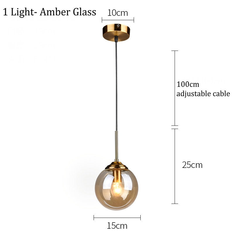 Mavar Luminaires Suspension Verre Transparent Ambre-Luire