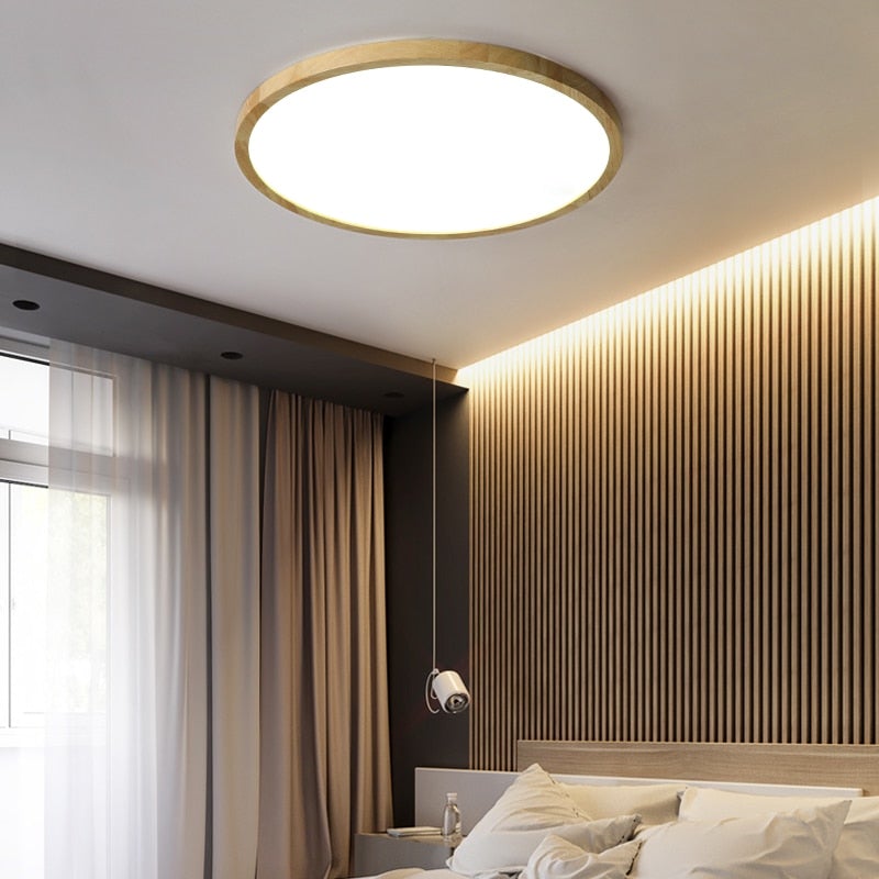 Velor Plafonnier Rond Moderne. Bois Salon-Luire