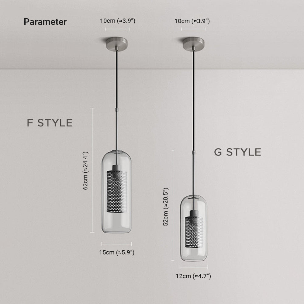 Vorinor Suspension Globe/Cylindre Moderne. Métal/Verre. Doré/Argent. Salon-Luire