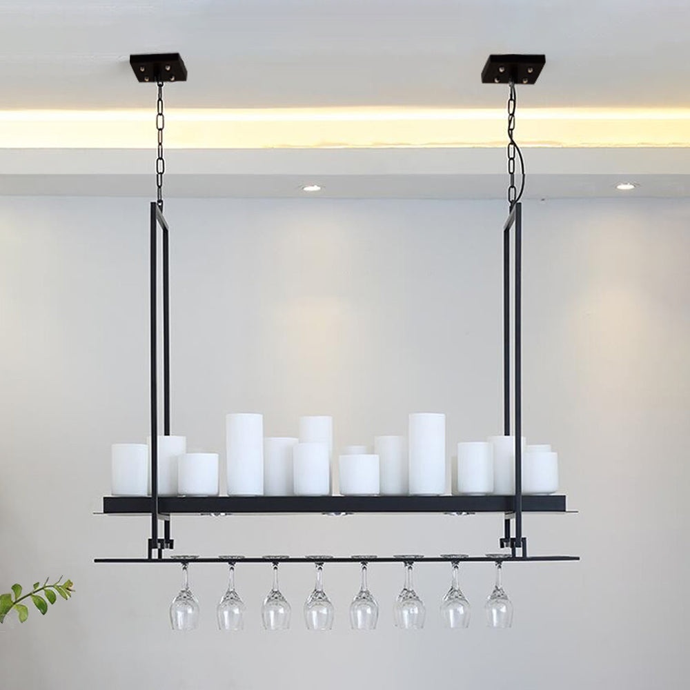 Silva Suspension Cylindre Moderne, Métal/Verre, Blanc/Noir, Restaurant/Bar-Luire