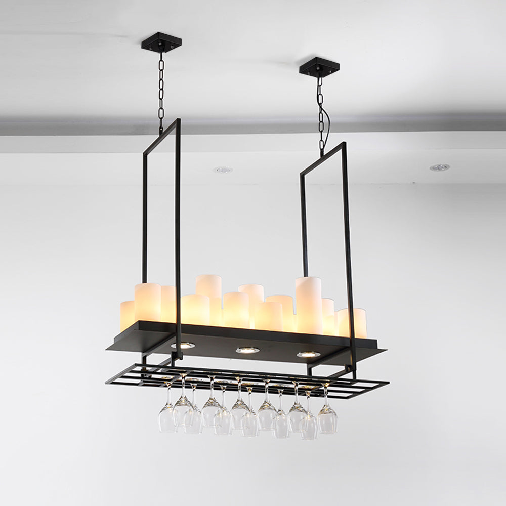 Silva Suspension Cylindre Moderne, Métal/Verre, Blanc/Noir, Restaurant/Bar-Luire