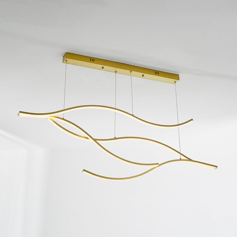Tiroven Luminaires Suspension linéaire. LED Noir/Or. Salon-Luire