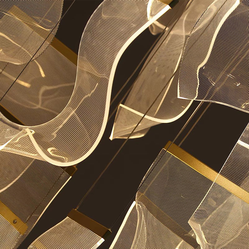 Kristy Suspension Carrée Contemporaine Métal/Acrylique Doré Salon/Escalier-Luire