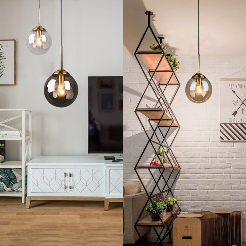 Mavar Luminaires Suspension Verre Transparent Ambre-Luire